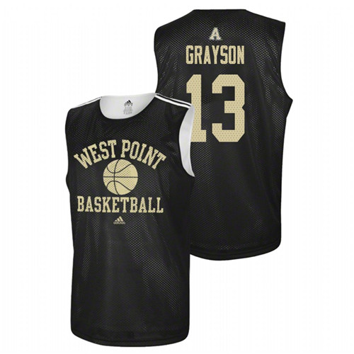 Men's Army Black Knights Black Lonnie Grayson College Basketball Adidas Jersey