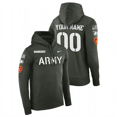 Men's Army Black Knights Custom Green Rivalry Therma Pullover Hoodie