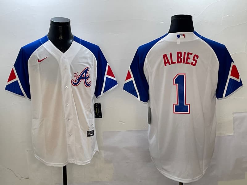 Men's Atlanta Braves # 1  Ozzie Albies baseball Jersey