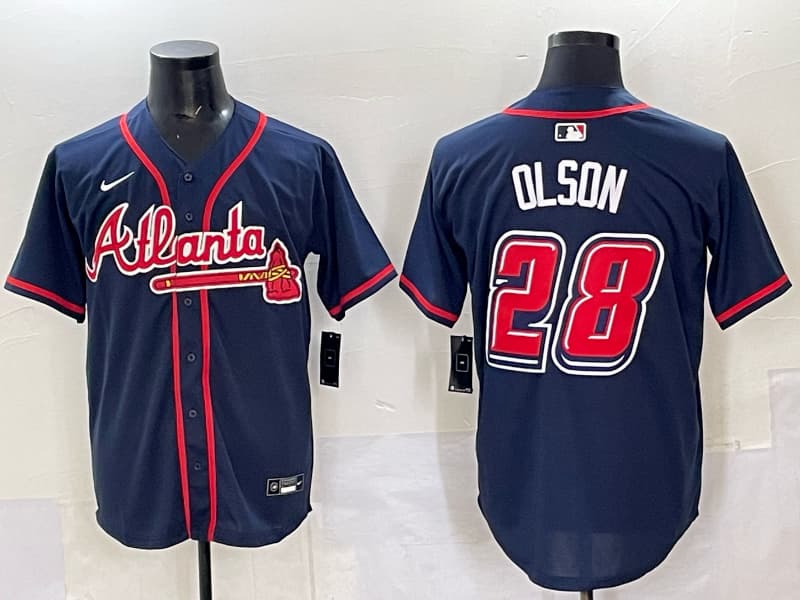 Men's Atlanta Braves #28  Matt Olson baseball jersey