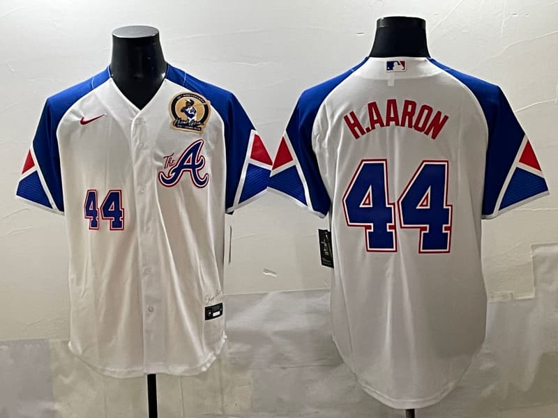 Men's Atlanta Braves #44  Hank  Aaron baseball  Jersey