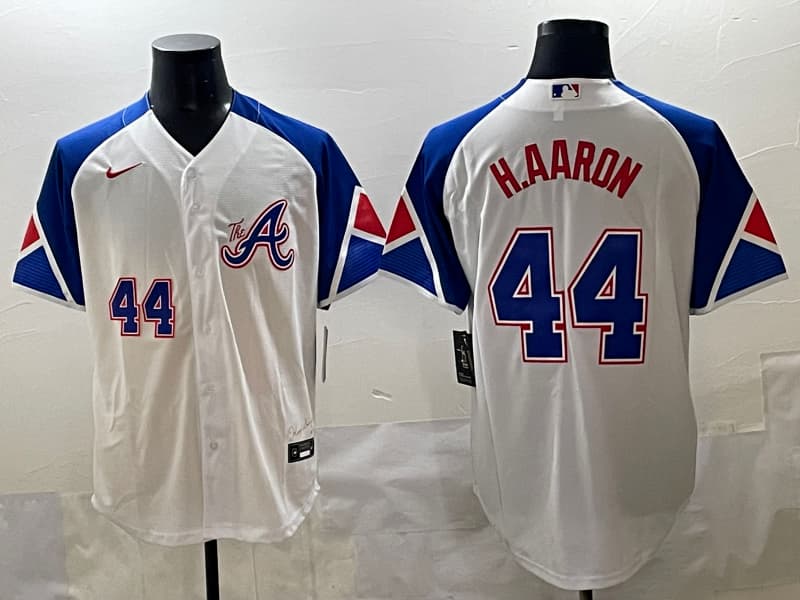 Men's Atlanta Braves #44 Hank Aaron baseball Jersey