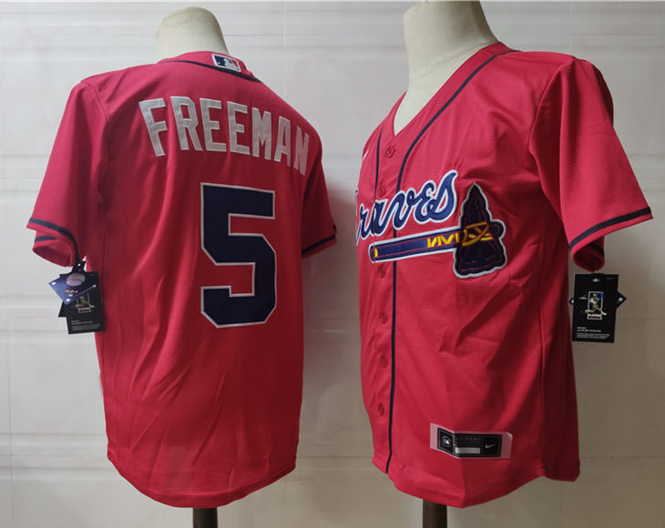 Men's Atlanta Braves #5 Freddie Freeman Nike Red Alternate Cool Base Jerseys