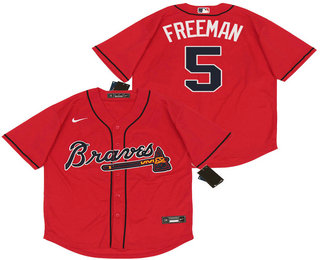 Men's Atlanta Braves #5 Freddie Freeman Red Stitched MLB Cool Base Nike Jersey的副本