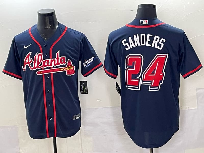 Men's Atlanta Braves  Deion Sanders  24 Nike White  Limited Player Jersey