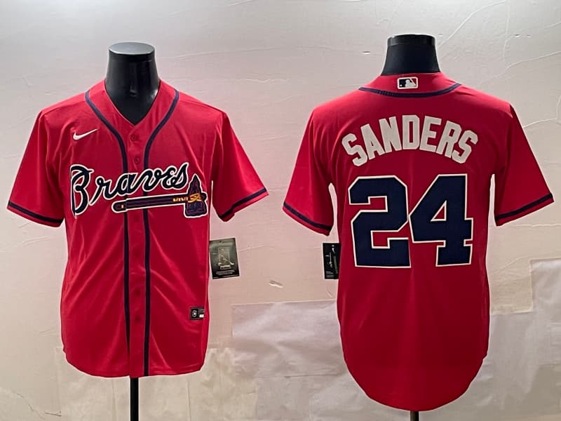 Men's Atlanta Braves  Deion Sanders  24 Nike White Limited Player Jersey