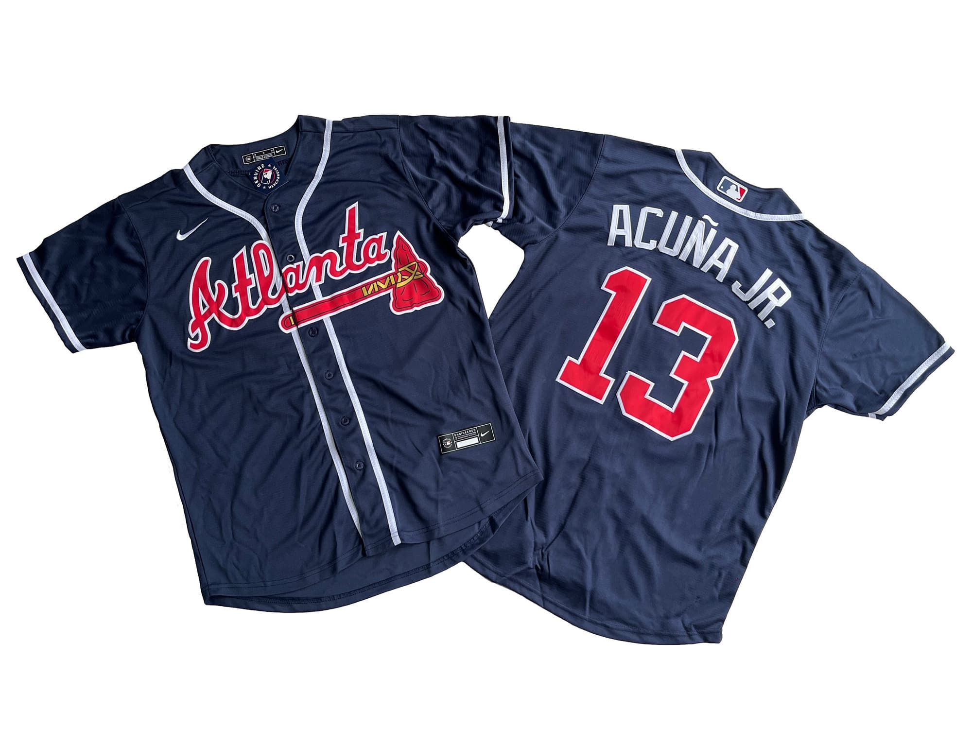 Men's Atlanta Braves 13# Ronald Acuna Jr. Nike Navy Alternate Replica Player Name Jersey.j