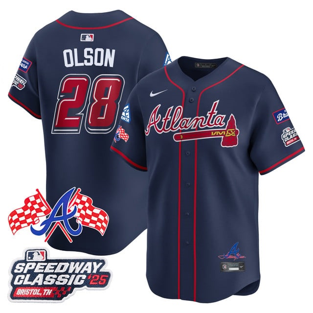 Men's Atlanta Braves 2025 Speedway Classic Limited Jersey V1 - All Stitched Matt Olson -   28