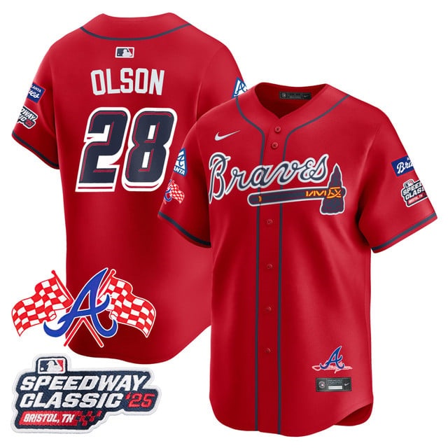 Men's Atlanta Braves 2025 Speedway Classic Limited Jersey V1 - All Stitched Matt Olson   - 28