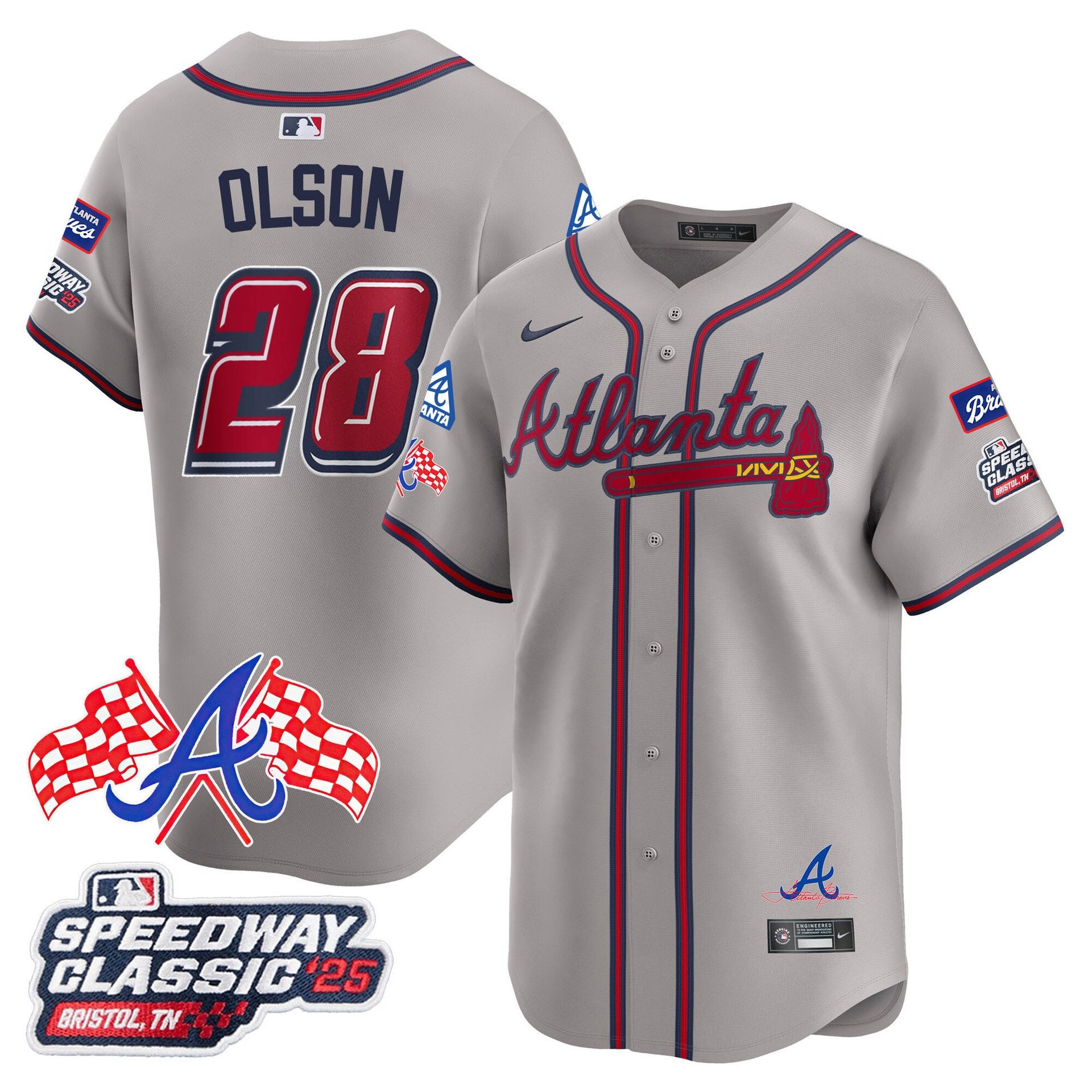 Men's Atlanta Braves 2025 Speedway Classic Limited Jersey V1 - All Stitched Matt Olson -  28