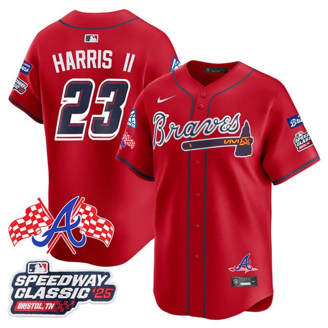 Men's Atlanta Braves 2025 Speedway Classic Limited Jersey V1 - All Stitched Michael Harris II   - 23