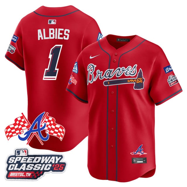 Men's Atlanta Braves 2025 Speedway Classic Limited Jersey V1 - All Stitched Ozzie Albies   - 1