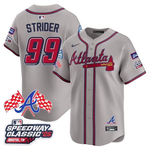 Men's Atlanta Braves 2025 Speedway Classic Limited Jersey V1 - All Stitched Spencer Strider  - 99