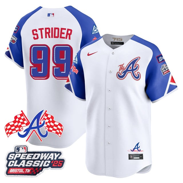 Men's Atlanta Braves 2025 Speedway Classic Limited Jersey V1 - All Stitched Spencer Strider - 99