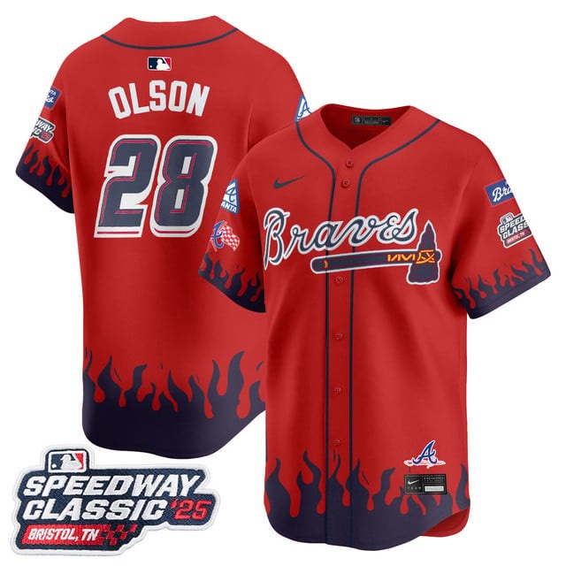 Men's Atlanta Braves 2025 Speedway Classic Limited Jersey V2 - All Stitched Matt   Olson - 28