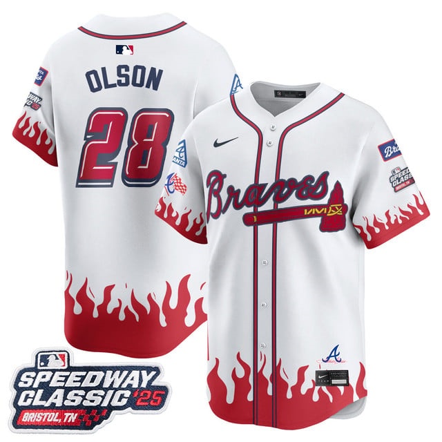 Men's Atlanta Braves 2025 Speedway Classic Limited Jersey V2 - All Stitched Matt Olson    - 28