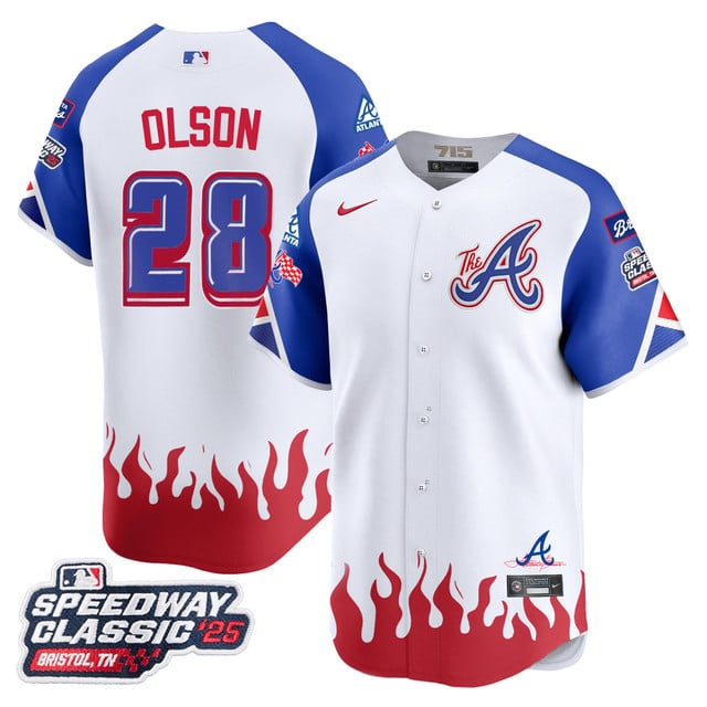 Men's Atlanta Braves 2025 Speedway Classic Limited Jersey V2 - All Stitched Matt Olson - 28