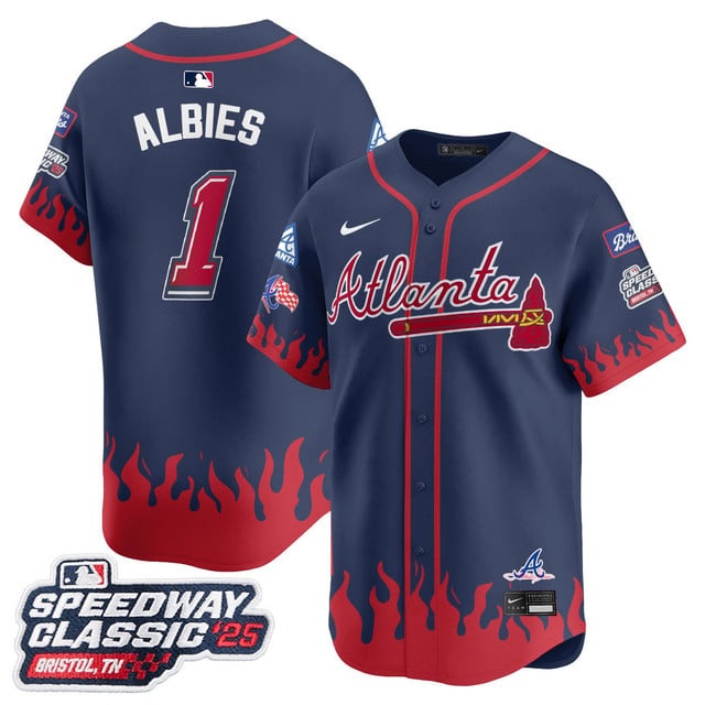 Men's Atlanta Braves 2025 Speedway Classic Limited Jersey V2 - All Stitched Ozzie  Albies - 1