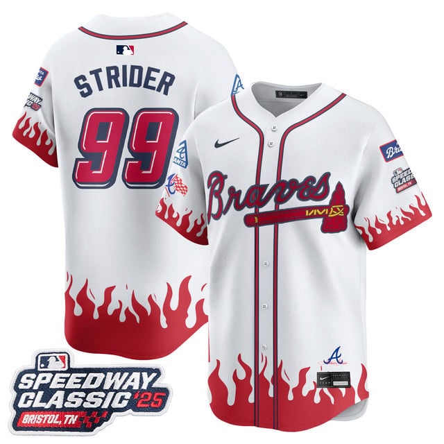 Men's Atlanta Braves 2025 Speedway Classic Limited Jersey V2 - All Stitched Spencer    Strider - 99