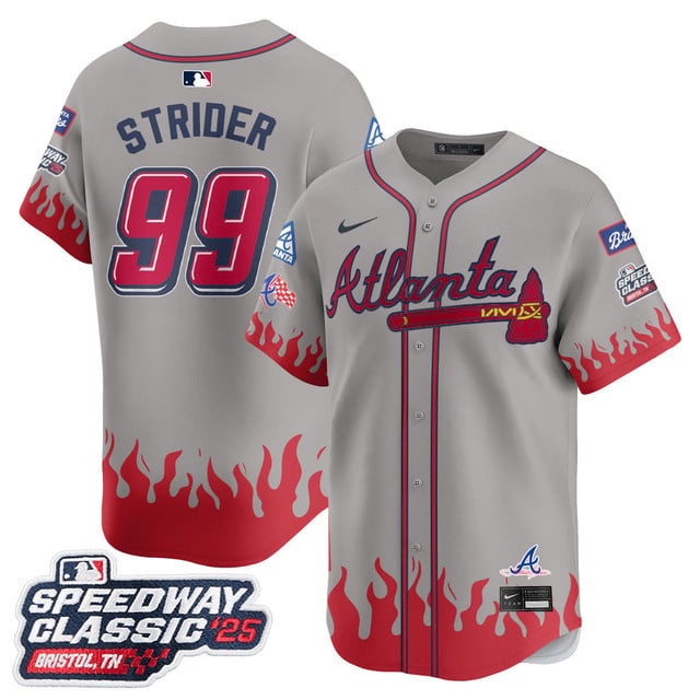 Men's Atlanta Braves 2025 Speedway Classic Limited Jersey V2 - All Stitched Spencer Strider   99