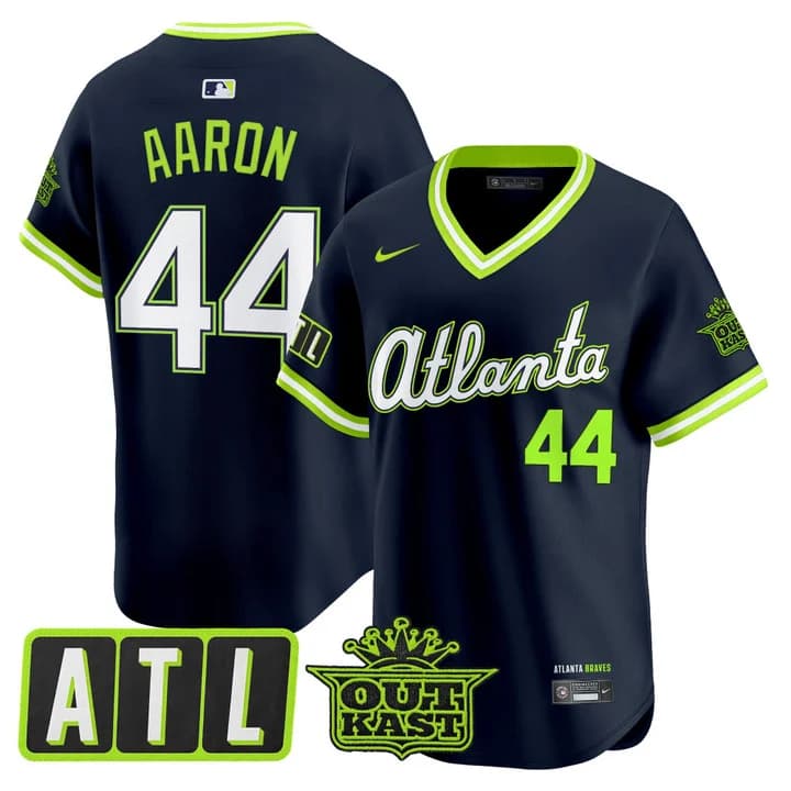 Men's Atlanta Braves 2026 City Connect x Outkast Vapor Premier Limited Jersey - All Stitched Hank Aaron 44