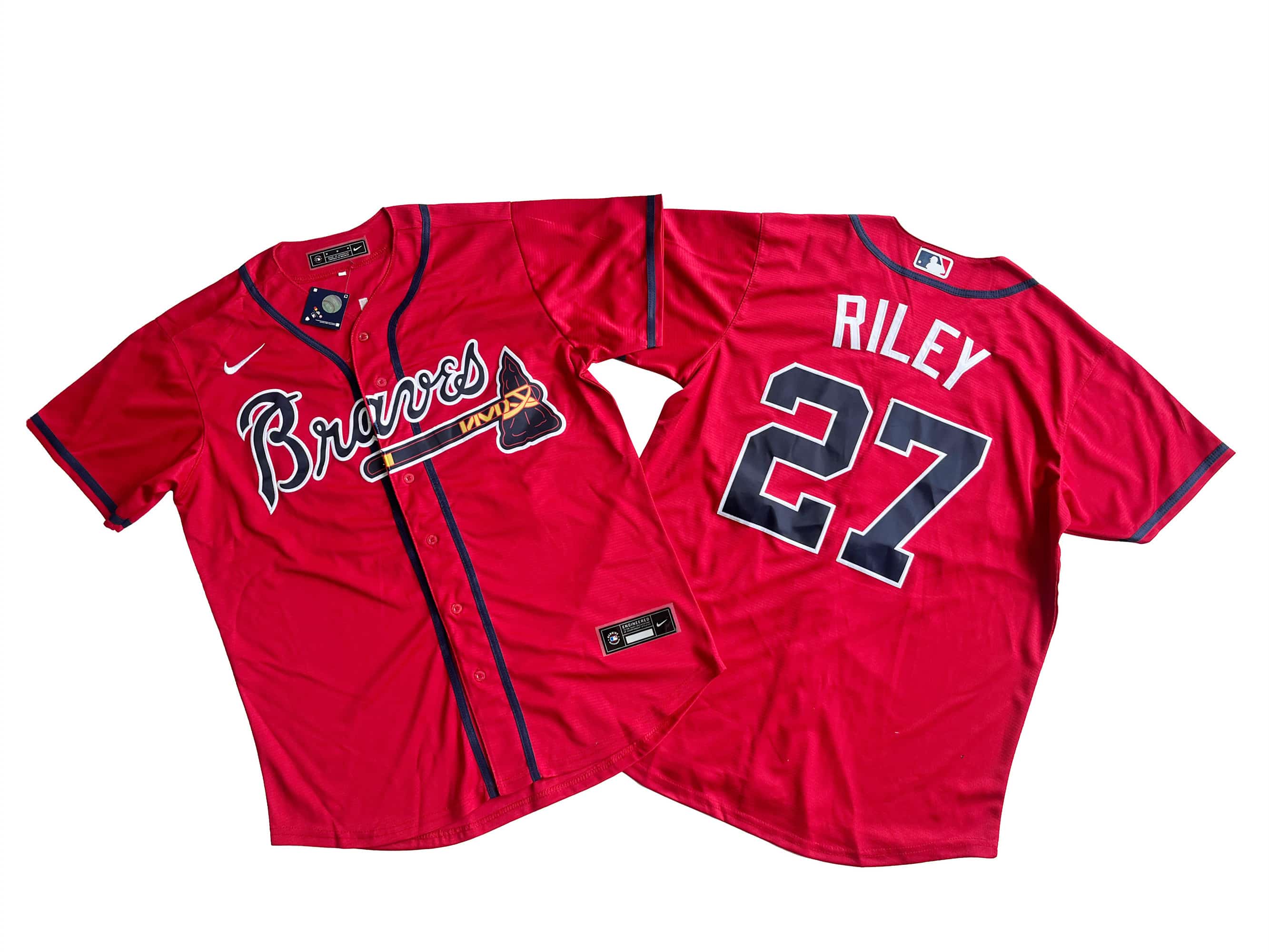 Men's Atlanta Braves 27# Austin Riley Nike Red Home Replica Player Name Jersey