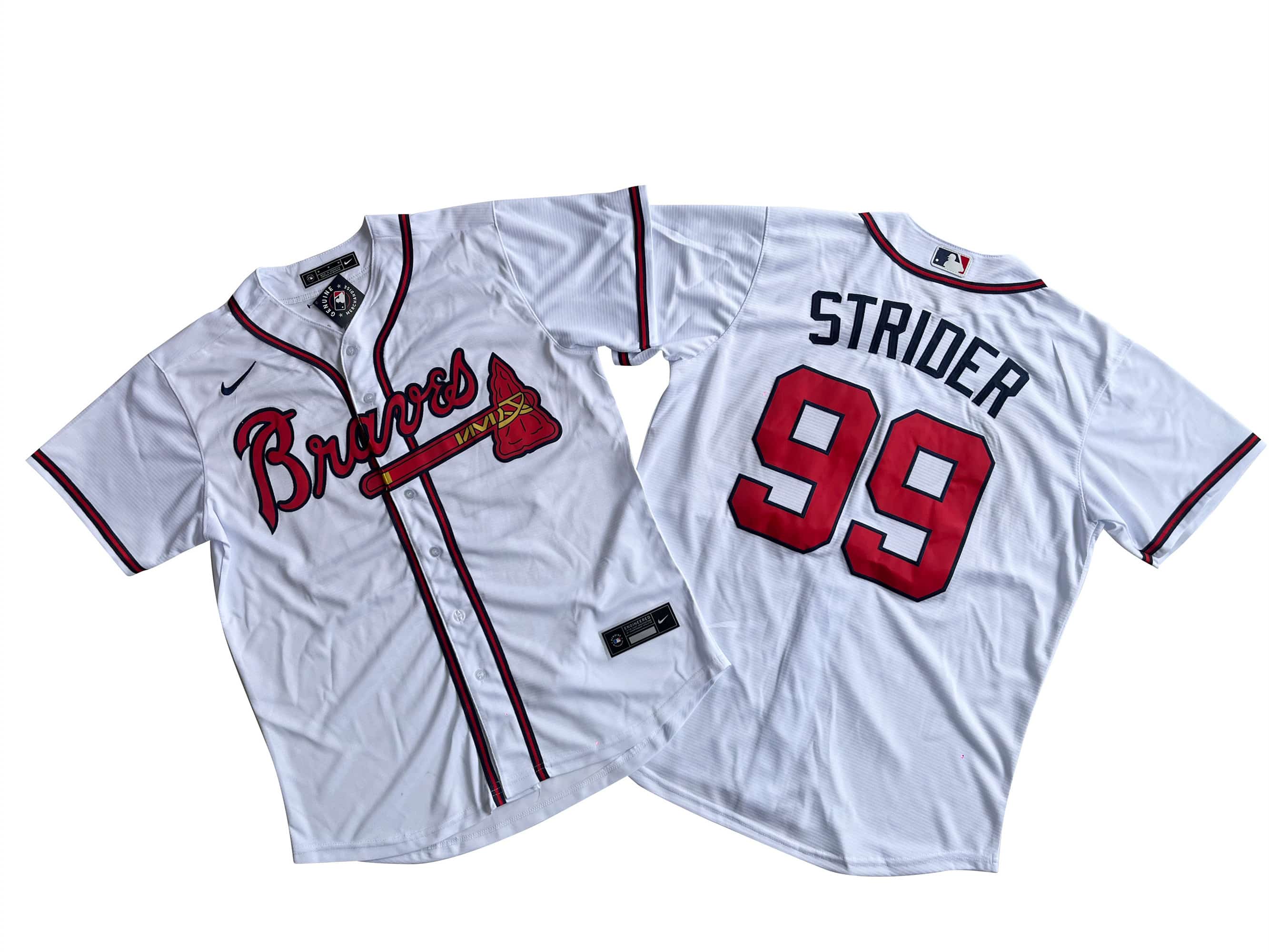 Men's Atlanta Braves 99# Spencer Strider Nike White Home Replica Player Name Jersey