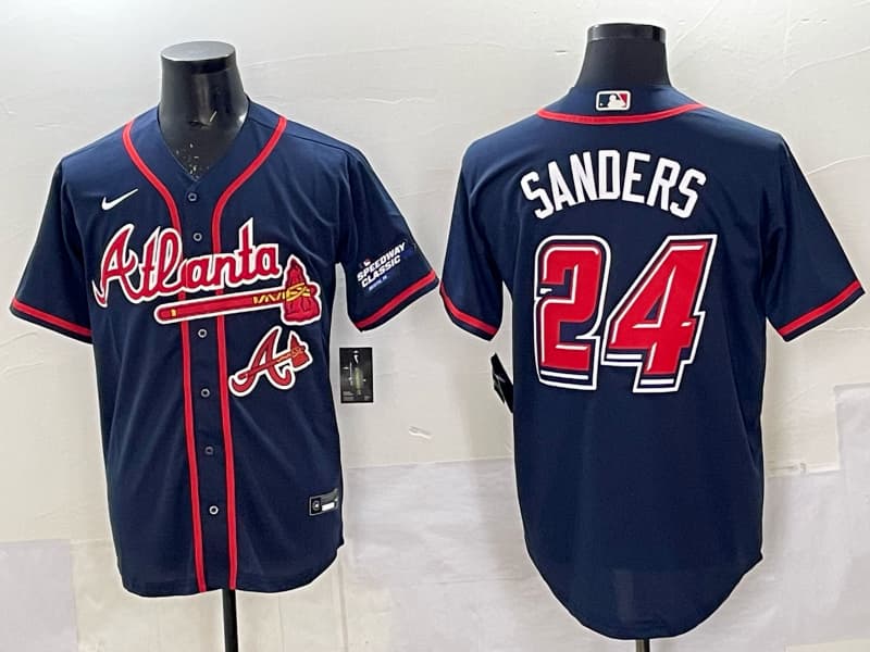 Men's Atlanta Braves Deion Sanders 24 Nike White Limited Player Jersey
