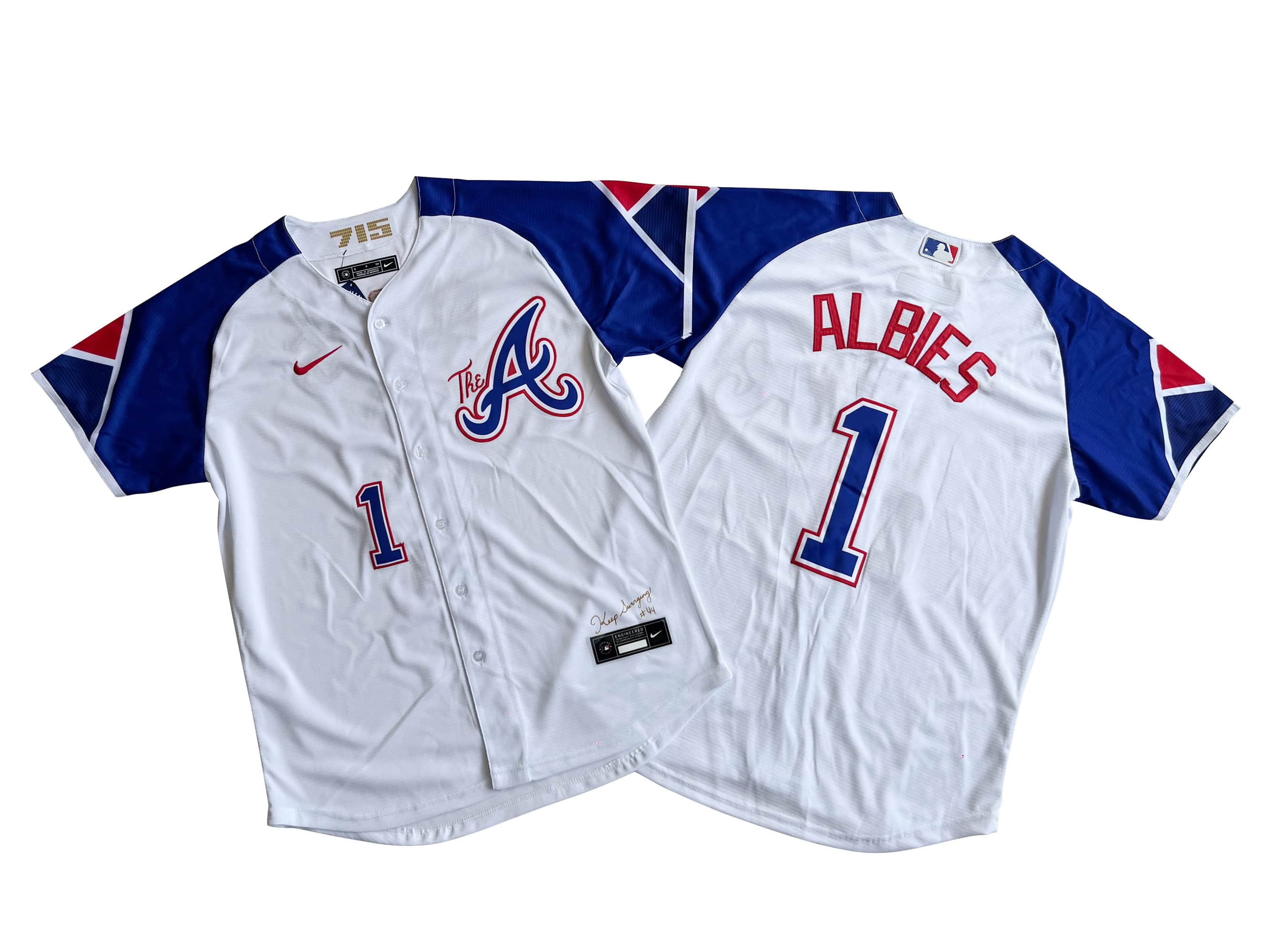 Men's Atlanta Braves Ronald 1# Ozzie Albies Nike White City Connect Limited Player Jersey