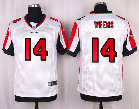 Men's Atlanta Falcons #14 Eric Weems White Road NFL Nike Elite Stitched Jersey