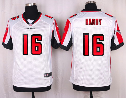 Men's Atlanta Falcons #16 Justin Hardy White Road NFL Nike Elite Stitched Jersey