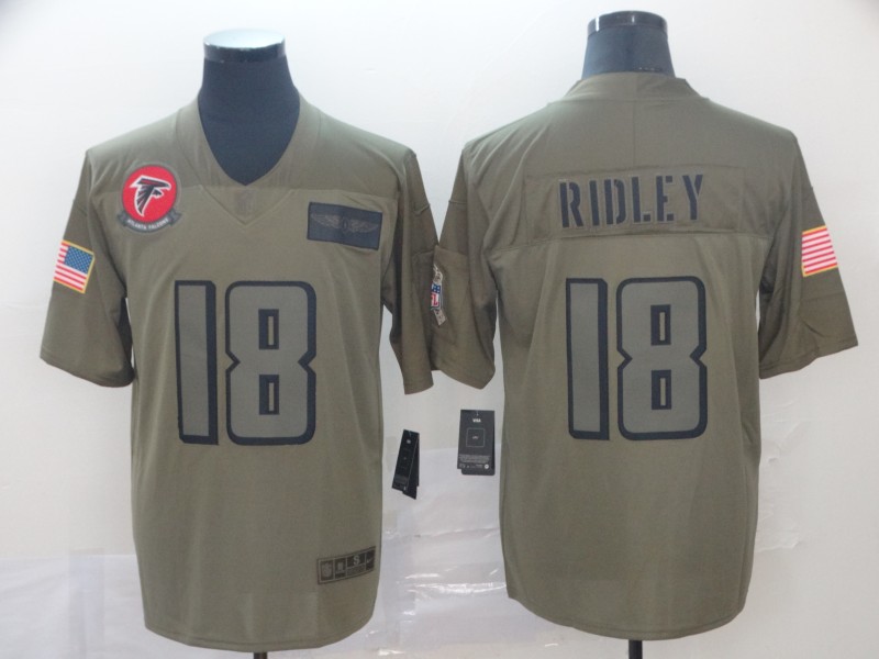 Men's Atlanta Falcons #18 Calvin Ridley Nike Olive 2019 Salute to Service Game Stitched Jersey