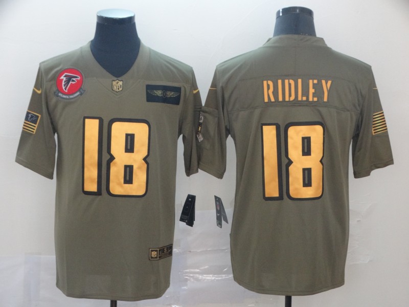 Men's Atlanta Falcons #18 Calvin Ridley Nike OliveGold 2019 Salute to Service Limited Stitched  Jersey