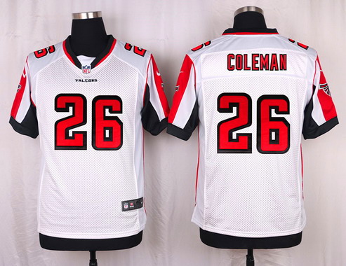 Men's Atlanta Falcons #26 Tevin Coleman White Road NFL Nike Elite Jersey