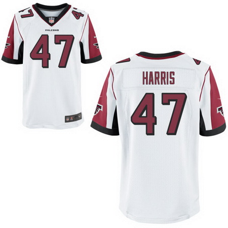 Men's Atlanta Falcons #47 Josh Harris White Road Stitched NFL Nike Elite Jersey