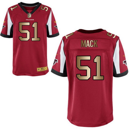 Men's Atlanta Falcons #51 Alex Mack Red With Gold Stitched NFL Nike Elite Jersey