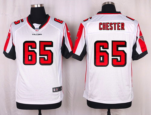 Men's Atlanta Falcons #65 Chris Chester White Road NFL Nike Elite Stitched Jersey