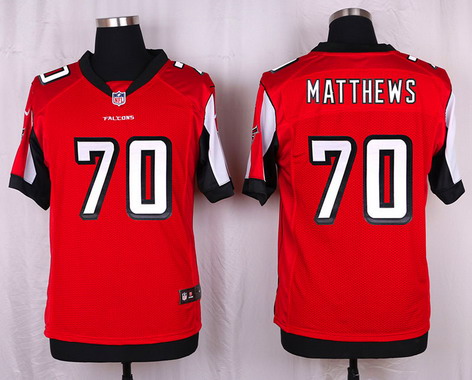 Men's Atlanta Falcons #70 Jake Matthews Red Team Color NFL Nike Elite Jersey