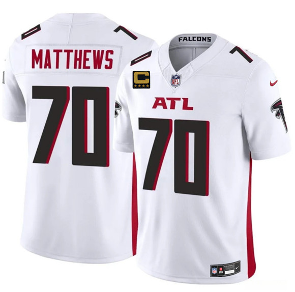 Men's Atlanta Falcons #70 Jake Matthews White 2025 F.U.S.E With 4-Star C Patch Vapor Untouchable Limited Football Stitched Jersey