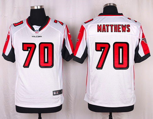 Men's Atlanta Falcons #70 Jake Matthews White Road NFL Nike Elite Stitched Jersey