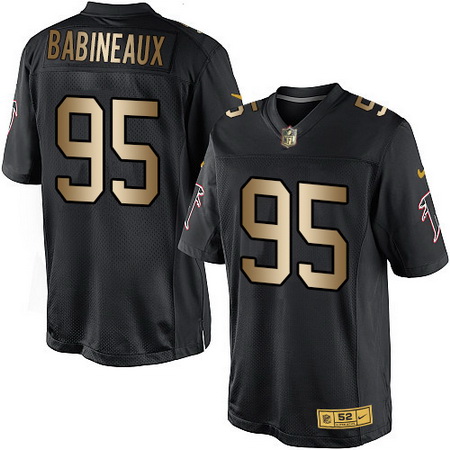Men's Atlanta Falcons #95 Jonathan Babineaux Black With Gold Stitched NFL Nike Elite Jersey