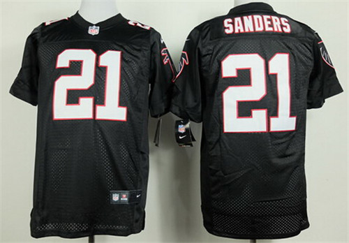 Men's Atlanta Falcons Throwback Plyer #21 Deion Sanders Black Nik Elite Stitched  Jersey