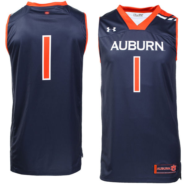 Men's Auburn Tigers #1 Navy Basketball Jersey