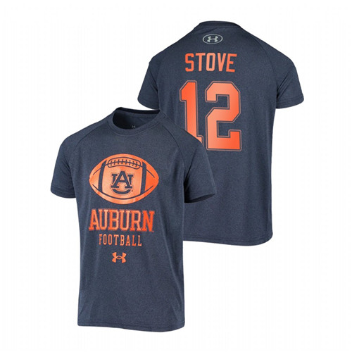 Men's Auburn Tigers Novelty Football Eli Stove Navy T-Shirt