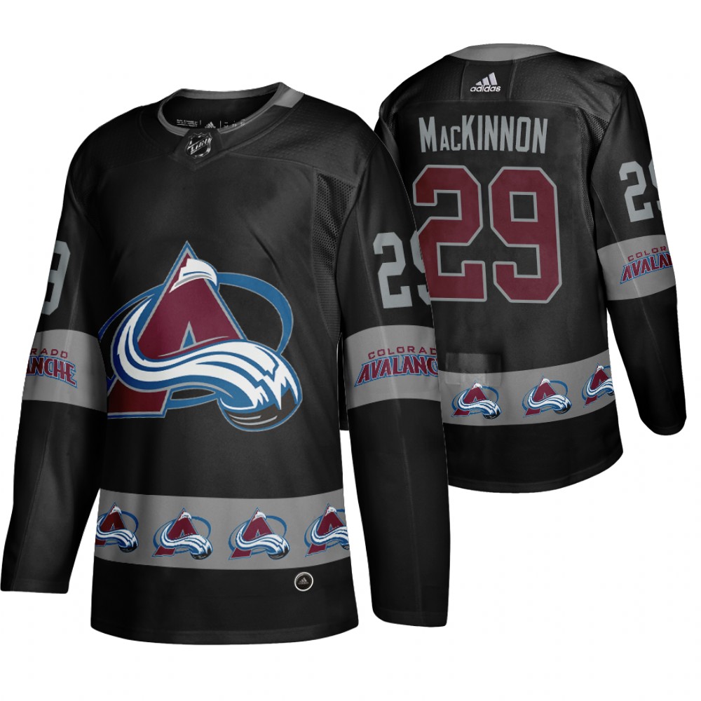 Men's Avalanche #29 Nathan MacKinnon Logo sleeve Breakaway Jersey Black
