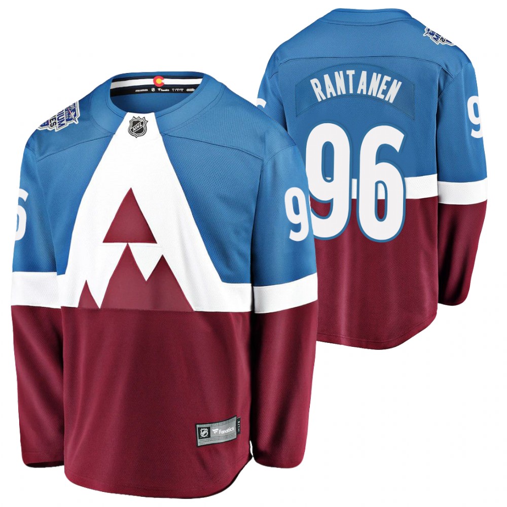 Men's Avalanche #96 Mikko Rantanen Blue Burgundy 2020 Stadium Series Breakaway Player Fanatics Jersey