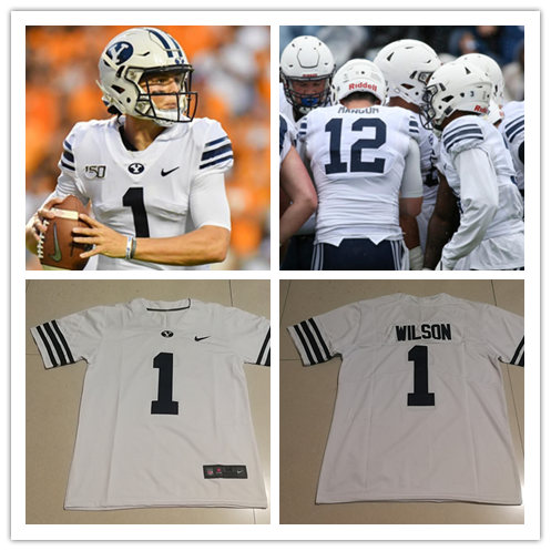 Men's BYU Cougars Custom Nike White Navy College Football Jersey