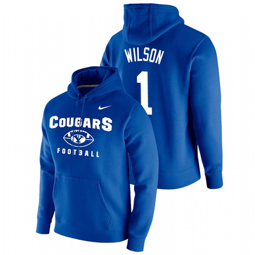 Men's BYU Cougars Zach Wilson Royal Oopty Oop Pullover Football Hoodie