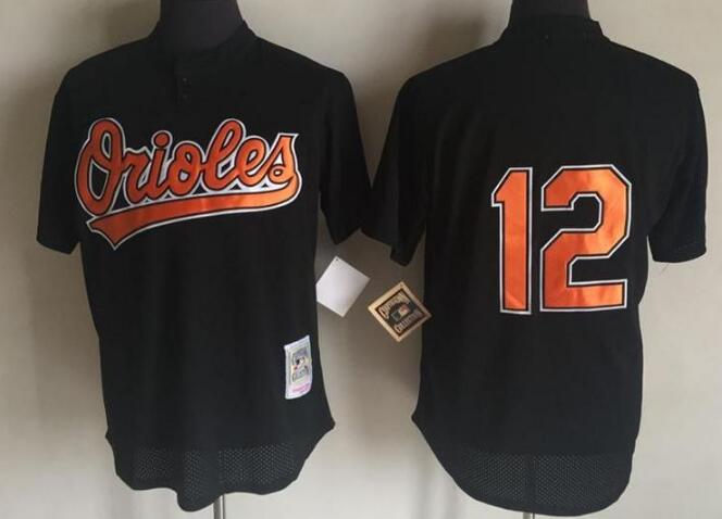 Men's Baltimore Orioles #12 Roberto Alomar Black MLB Cooperstown Mesh Batting Practice Jersey By Mitchell & Ness jerseys