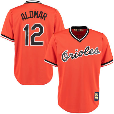 Men's Baltimore Orioles #12 Roberto Alomar Majestic Orange Cool Base Cooperstown Collection